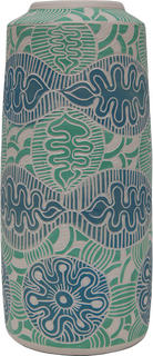 Australian Indigenous (Aboriginal and Torres Strait Islander) artwork by TJIMPUNA WILLIAMS of Ernabella Artists. The title is Ngayuku Ngura. [318C-14] (Stoneware with Sgraffito)