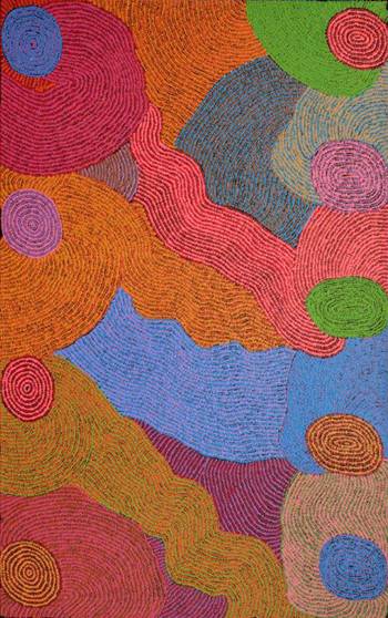 Australian Indigenous (Aboriginal and Torres Strait Islander) artwork by CARLENE THOMPSON of Ernabella Artists. The title is Ngayuku ngura / My Country. [254-12] (Acrylic on Canvas)