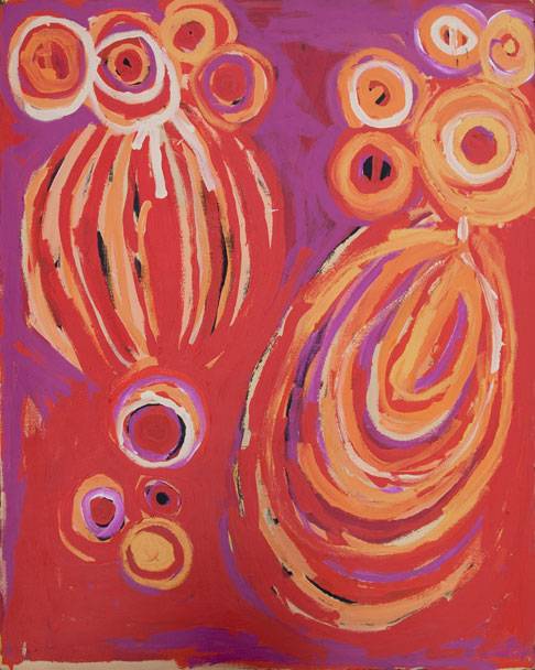 Australian Indigenous (Aboriginal and Torres Strait Islander) artwork by BARBARA MBITJANA MOORE of Tjala Artists. The title is Ngayuku Ngura - My Country. [621-13] (Acrylic on Linen)