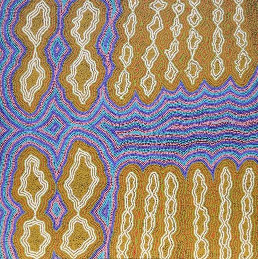 Australian Indigenous (Aboriginal and Torres Strait Islander) artwork by NITA WILLIAMSON of Tjala Artists. The title is Ngayuku ngura - My Country. [0003-07] (Acrylic on Linen)