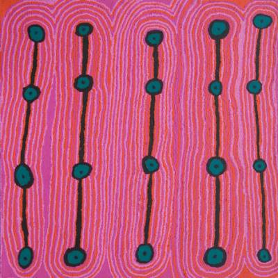 Australian Indigenous (Aboriginal and Torres Strait Islander) artwork by RAY KEN of Tjala Artists. The title is Ngayuku Ngura - My Country. [1081-07] (Acrylic on Linen)