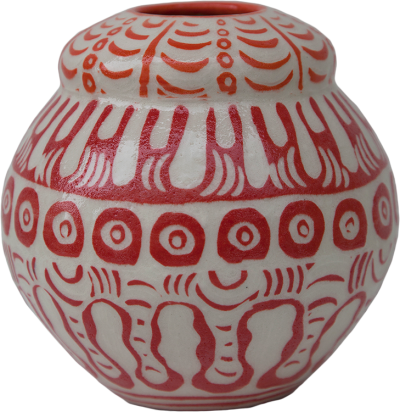 Australian Indigenous (Aboriginal and Torres Strait Islander) artwork by ALISON (MILYIKA) CARROLL of Ernabella Artists. The title is Ngayuku Walka. [302C-14] (Stoneware with Sgraffito)