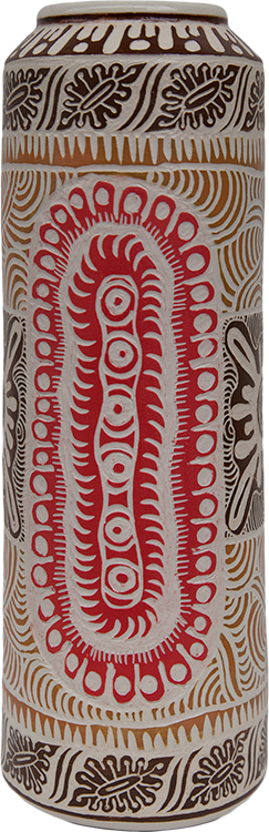 Australian Indigenous (Aboriginal and Torres Strait Islander) artwork by ALISON (MILYIKA) CARROLL of Ernabella Artists. The title is Ngayuku Walka. [304C-14] (Stoneware with Sgraffito)