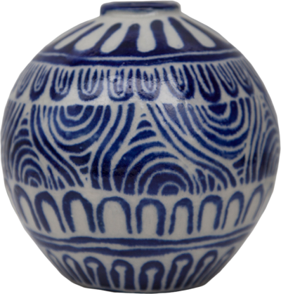 Australian Indigenous (Aboriginal and Torres Strait Islander) artwork by ALISON (MILYIKA) CARROLL of Ernabella Artists. The title is Ngayuku Walka. [316C-14] (Stoneware with Sgraffito)