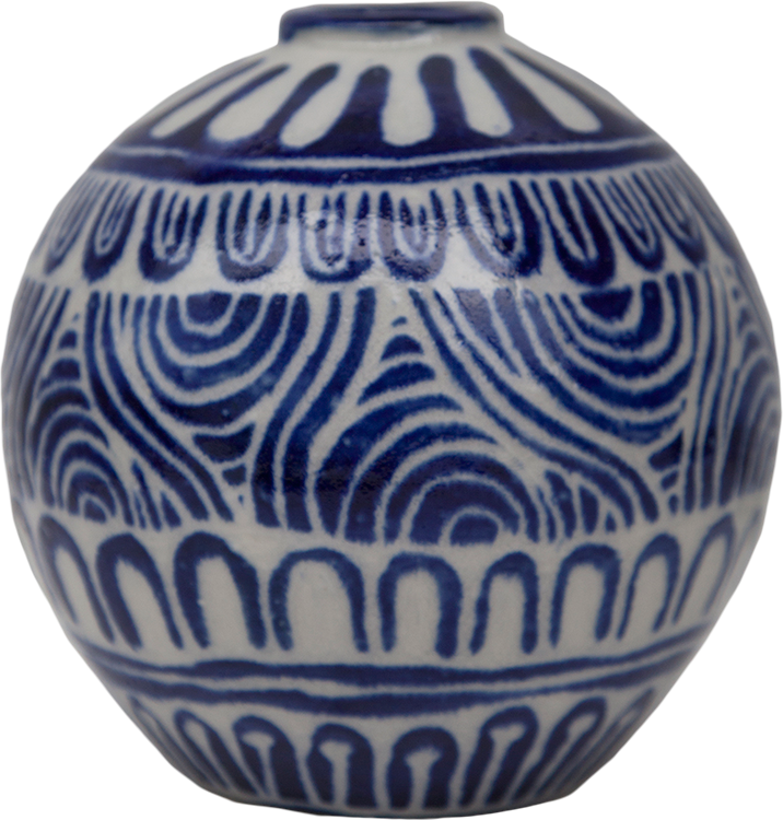 Australian Indigenous (Aboriginal and Torres Strait Islander) artwork by ALISON (MILYIKA) CARROLL of Ernabella Artists. The title is Ngayuku Walka. [316C-14] (Stoneware with Sgraffito)