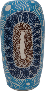 Australian Indigenous (Aboriginal and Torres Strait Islander) artwork by TJIMPUNA WILLIAMS of Ernabella Artists. The title is Ngayuku Walka. [311C-14] (Stoneware with Sgraffito)