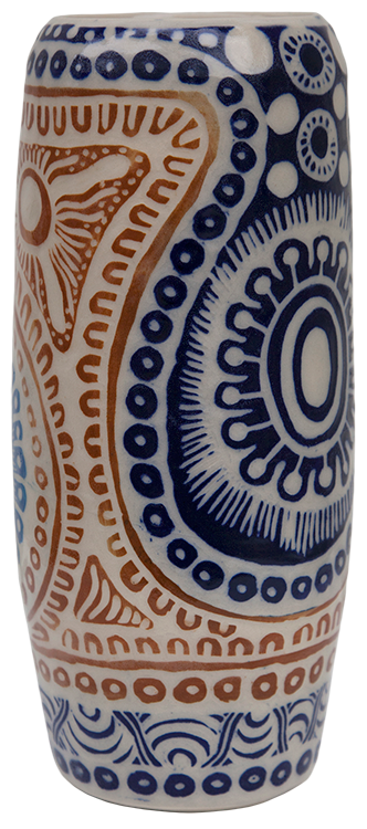 Australian Indigenous (Aboriginal and Torres Strait Islander) artwork by ALISON (MILYIKA) CARROLL of Ernabella Artists. The title is Ngayuku Walka. [324C-14] (Stoneware with Sgraffito)