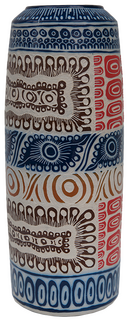 Australian Indigenous (Aboriginal and Torres Strait Islander) artwork by ALISON (MILYIKA) CARROLL of Ernabella Artists. The title is Ngayuku Walka. [325C-14] (Stoneware with Sgraffito)