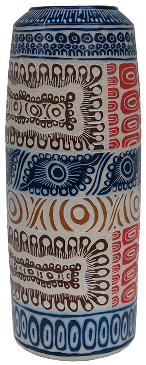 Australian Indigenous (Aboriginal and Torres Strait Islander) artwork by ALISON (MILYIKA) CARROLL of Ernabella Artists. The title is Ngayuku Walka. [325C-14] (Stoneware with Sgraffito)