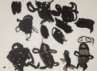 Australian Indigenous (Aboriginal and Torres Strait Islander) artwork by NOLA YURNANGURNU CAMPBELL of Warakurna Artists. The title is Ngikin Ngikin. [282-19] (Marker Pen on Archive Paper)