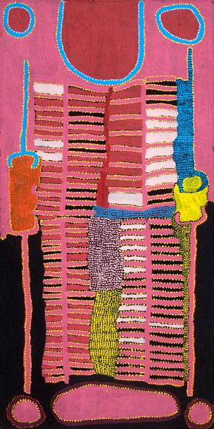 Australian Indigenous (Aboriginal and Torres Strait Islander) artwork by TIGER YALTANGKI of Iwantja Artists. The title is Ngura (Country). [854-12] (Acrylic on Canvas)