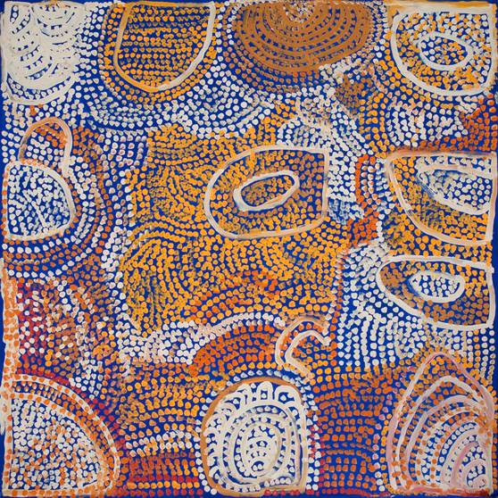 Australian Indigenous (Aboriginal and Torres Strait Islander) artwork by MILATJARI PUMANI of Mimili Maku Arts. The title is Ngura Walytja - Antara. [199-2012] (Acrylic on Linen)