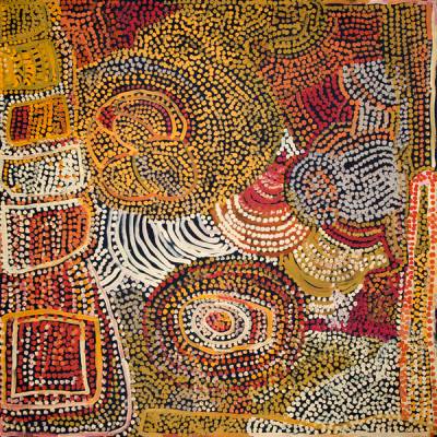 Australian Indigenous (Aboriginal and Torres Strait Islander) artwork by MILATJARI PUMANI of Mimili Maku Arts. The title is Ngura Walytja - Antara. [265-2012] (Acrylic on Linen)