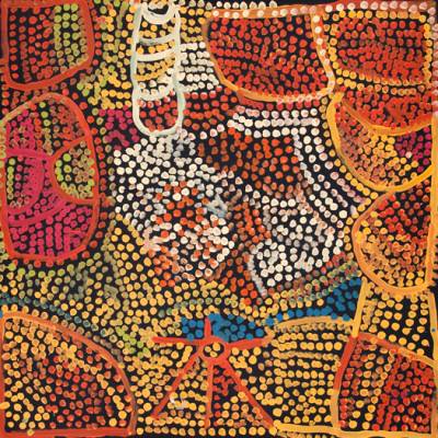Australian Indigenous (Aboriginal and Torres Strait Islander) artwork by MILATJARI PUMANI of Mimili Maku Arts. The title is Ngura Walytja - Antara. [276-2012] (Acrylic on Linen)