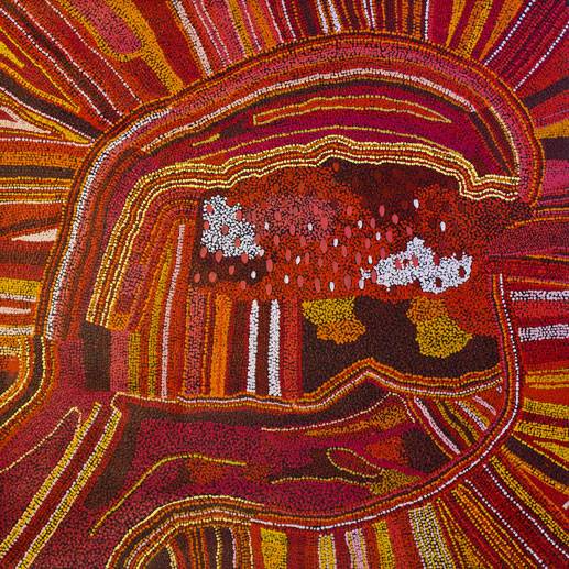 Australian Indigenous (Aboriginal and Torres Strait Islander) artwork by BERNARD TJALKURI of Tjungu Palya Artists. The title is Ngura Yuunya. [13159] (Acrylic on Linen)