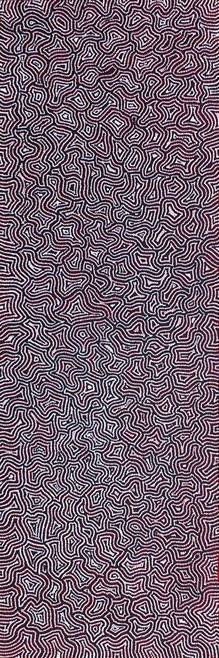 Australian Indigenous (Aboriginal and Torres Strait Islander) artwork by NANCY NAPURRURLA DICKSON of Warlukurlangu Artists (Yuendumu). The title is Ngurlu Jukurrpa (Native Seed Dreaming). [457/13ny] (Acrylic on Belgian Linen)