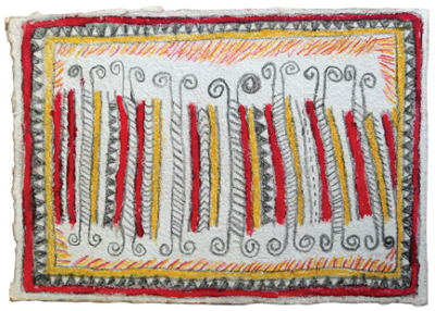 Australian Indigenous (Aboriginal and Torres Strait Islander) artwork by FATE SAVARI (ISAWDI) of Omie Artists. The title is Nuni’e - Design of the eye. [14-226] (Pencil and Ink on Paper)