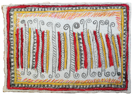 Australian Indigenous (Aboriginal and Torres Strait Islander) artwork by FATE SAVARI (ISAWDI) of Omie Artists. The title is Nuni’e - Design of the eye. [14-226] (Pencil and Ink on Paper)