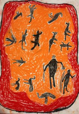 Australian Indigenous (Aboriginal and Torres Strait Islander) artwork by ROBIN KANKAPANKATJA of Kaltjiti Artists. The title is Nyangatja ngayuku ara irititja. [KALRKA8386D] (Oil Stick on Paper)
