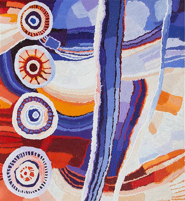 Australian Indigenous (Aboriginal and Torres Strait Islander) artwork by BERYL JIMMY of Tjungu Palya Artists. The title is Nyangatja Watarru. [18-011] (Synthetic Acrylic Polymer Paint on Linen)