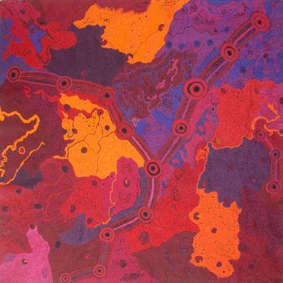 Australian Indigenous (Aboriginal and Torres Strait Islander) artwork by VARIOUS TJUNGU PALYA ARTISTS (COLLABORATIVE) of Tjungu Palya Artists. The title is Nyapari Tjukurpa. [12540a-b] (Acrylic on Linen)