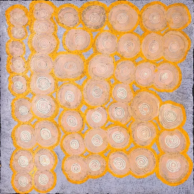 Australian Indigenous (Aboriginal and Torres Strait Islander) artwork by JOSEPHINE NANGALA of Papunya Tula Artists. The title is Nyilla. [JN0807113] (Acrylic on Linen)