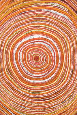 Australian Indigenous (Aboriginal and Torres Strait Islander) artwork by FRED TJAKAMARRA of Warlayirti Artists (Balgo). The title is Nyuntjul, near Lappi Lappi. [385/91] (Acrylic on Canvas)