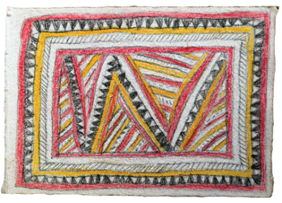 Australian Indigenous (Aboriginal and Torres Strait Islander) artwork by FATE SAVARI (ISAWDI) of Omie Artists. The title is Obohuhataigu’e - Design of the tree bark pattern. [14-208] (Pencil and Ink on Paper)