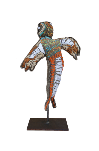 Australian Indigenous (Aboriginal and Torres Strait Islander) artwork by RHONDA SHARPE of Yarrenyty Arltere Artists (YALC). The title is Owl. [141-14] (Soft Sculpture)