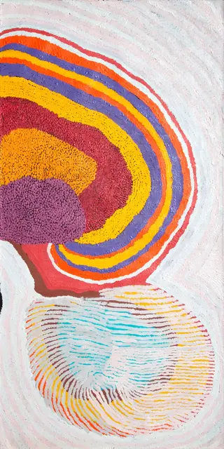 Australian Indigenous (Aboriginal and Torres Strait Islander) artwork by BAI BAI NAPANGARTI of Warlayirti Artists (Balgo). The title is Pirriabrubrud. [721/09] (Acrylic on Linen)