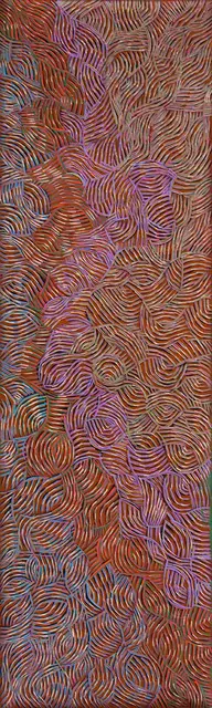 Australian Indigenous (Aboriginal and Torres Strait Islander) artwork by EVA NARGOODAH of Mangkaja Artists. The title is Parranga. [316/15] (Atelier Artist Acrylic on 11oz Canvas)