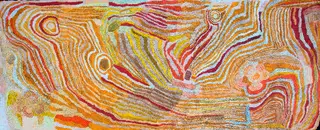 Australian Indigenous (Aboriginal and Torres Strait Islander) artwork by ELIZABETH NYUMI of Warlayirti Artists (Balgo). The title is Parwalla. [250/11] (Acrylic on Linen)