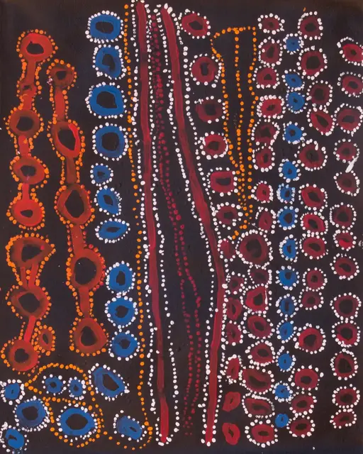 Australian Indigenous (Aboriginal and Torres Strait Islander) artwork by LAWRENCE PENNINGTON of Spinifex Artists. The title is Pukara. [13274] (Acrylic on Linen)