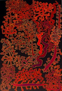 Australian Indigenous (Aboriginal and Torres Strait Islander) artwork by NED GRANT of Spinifex Artists. The title is Palpatatjara. [24-354] (Acrylic on Linen)