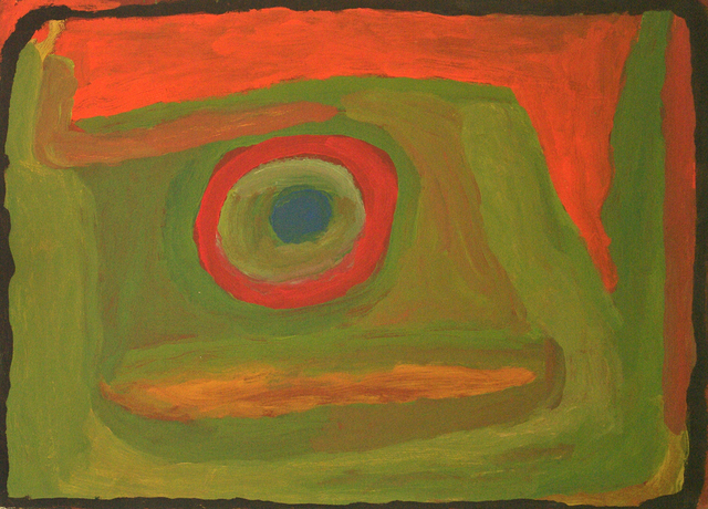 Australian Indigenous (Aboriginal and Torres Strait Islander) artwork by PAJI WAJINA HONEYCHILD YANKARR of Mangkaja Artists. The title is Palpinjalany. [438/11] (Atelier Acrylic, 250gsm Velin Arches Paper)