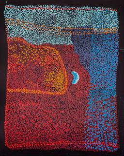 Australian Indigenous (Aboriginal and Torres Strait Islander) artwork by KUNMANARA PATJU PRESLEY of Spinifex Artists. The title is Pinanti. [25-136] (Acrylic on Linen)