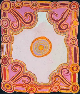 Australian Indigenous (Aboriginal and Torres Strait Islander) artwork by PUNTJINA MONICA WATSON of Ninuku Arts. The title is Pukara. [12321] (Acrylic on Linen)