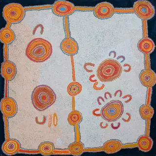 Australian Indigenous (Aboriginal and Torres Strait Islander) artwork by PUNTJINA MONICA WATSON of Ninuku Arts. The title is Pukara. [12184] (Acrylic on Linen)