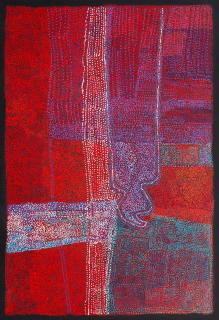 Australian Indigenous (Aboriginal and Torres Strait Islander) artwork by KUNMANARA PATJU PRESLEY of Spinifex Artists. The title is Pukara. [23-150] (Acrylic on Linen)