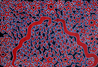 Australian Indigenous (Aboriginal and Torres Strait Islander) artwork by ROY UNDERWOOD of Spinifex Artists. The title is Pukara. [C1078] (Acrylic on Canvas)