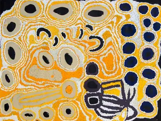 Australian Indigenous (Aboriginal and Torres Strait Islander) artwork by TJARUWA (ANGELINA) WOODS of Spinifex Artists. The title is Pulaly-pulalypa. [13328] (Acrylic on Linen)