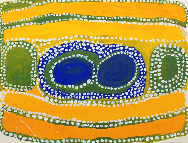 Australian Indigenous (Aboriginal and Torres Strait Islander) artwork by WAKARTU CORY SURPRISE of Mangkaja Artists. The title is Pintirl Warla. [180/13] (Atelier Artist Acrylic, 250gsm Velin Arches Paper)