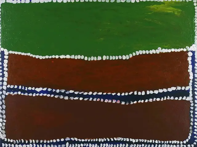 Australian Indigenous (Aboriginal and Torres Strait Islander) artwork by WAKARTU CORY SURPRISE of Mangkaja Artists. The title is Pirnti. [pc198/05] (Acrylic on cotton)