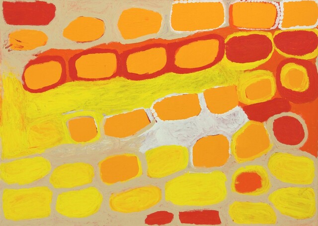 Australian Indigenous (Aboriginal and Torres Strait Islander) artwork by WAKARTU CORY SURPRISE of Mangkaja Artists. The title is Pitil. [495/08] (Atelier Acrylic Paint on 14oz Canvas)