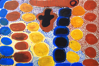 Australian Indigenous (Aboriginal and Torres Strait Islander) artwork by WAKARTU CORY SURPRISE of Mangkaja Artists. The title is Pulpu. [186/12] (Derivan Matisse Acrylic - 280gsm Velin BKF Rives)