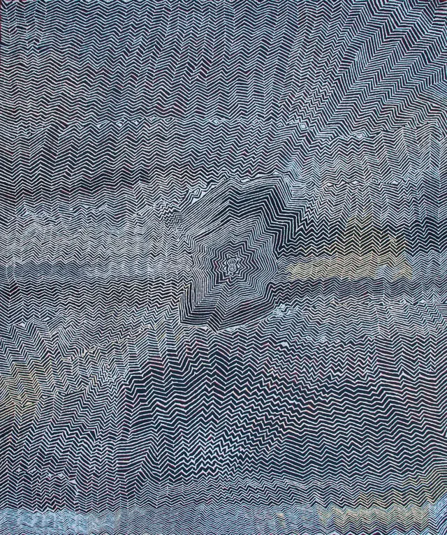 Australian Indigenous (Aboriginal and Torres Strait Islander) artwork by BOBBY WEST TJUPURRULA of Papunya Tula Artists. The title is Palipalintja. [BW1401046] (Acrylic on Belgian Linen)