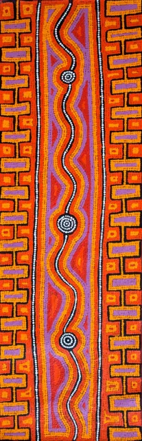 Australian Indigenous (Aboriginal and Torres Strait Islander) artwork by MATTHEW WEST TJUPURRULA of Papunya Tula Artists. The title is Palipalintjanya. [MW1104154] (Acrylic on Belgian Linen)
