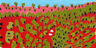 Australian Indigenous (Aboriginal and Torres Strait Islander) artwork by ALISON INKAMALA of Tangentyere Artists. The title is Palm Valley - Ntaria. [TAAI10C3976   ] (Acrylic on Canvas)