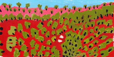 Australian Indigenous (Aboriginal and Torres Strait Islander) artwork by ALISON INKAMALA of Tangentyere Artists. The title is Palm Valley - Ntaria. [TAAI10C3976   ] (Acrylic on Canvas)