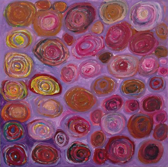 Australian Indigenous (Aboriginal and Torres Strait Islander) artwork by SONIA KURARRA of Mangkaja Artists. The title is Pamarr And Ngapa. [64/08] (Atelier Acrylic Paint on 14oz Canvas)